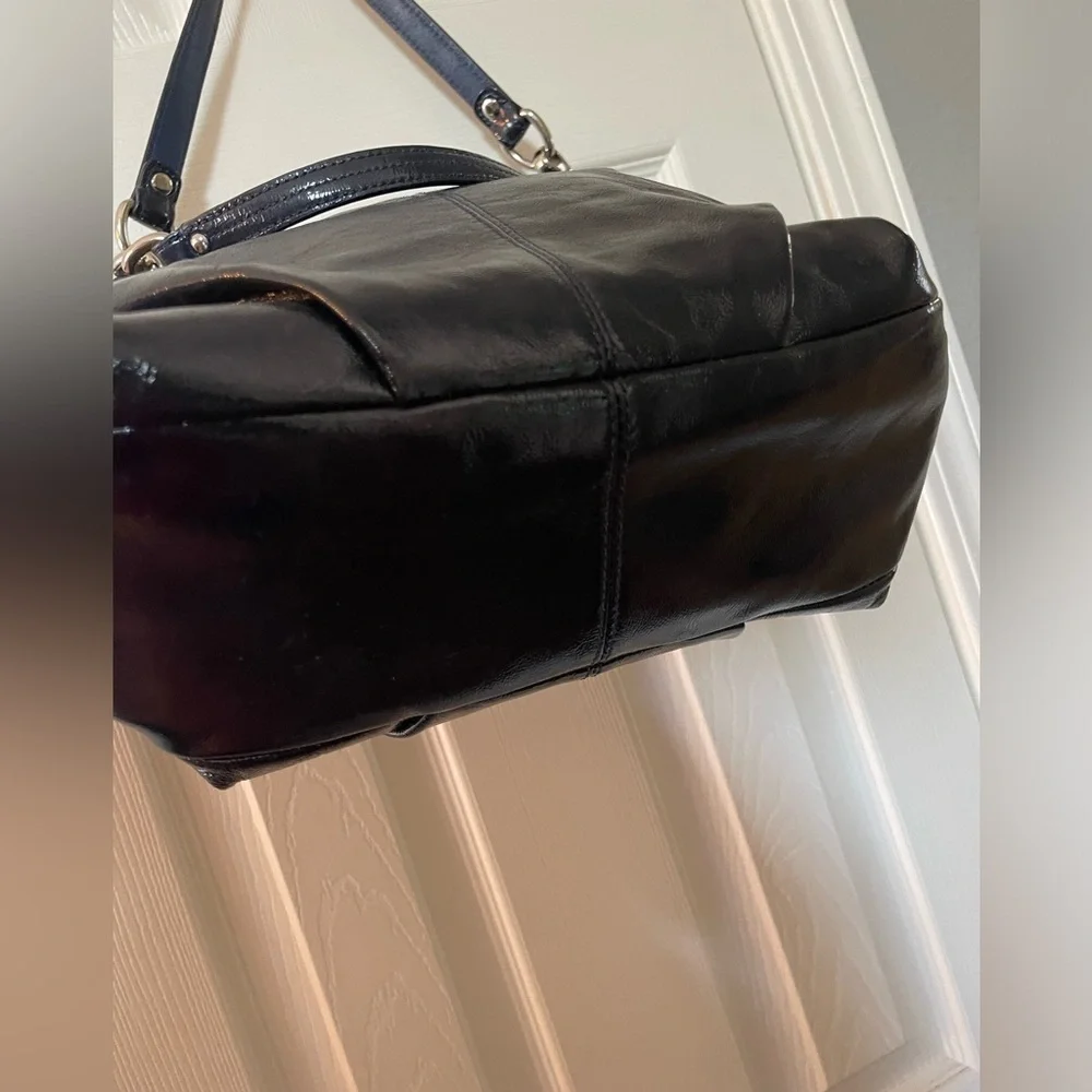 Coach Navy Blue Patent Leather “Brooke” Hobo Handbag